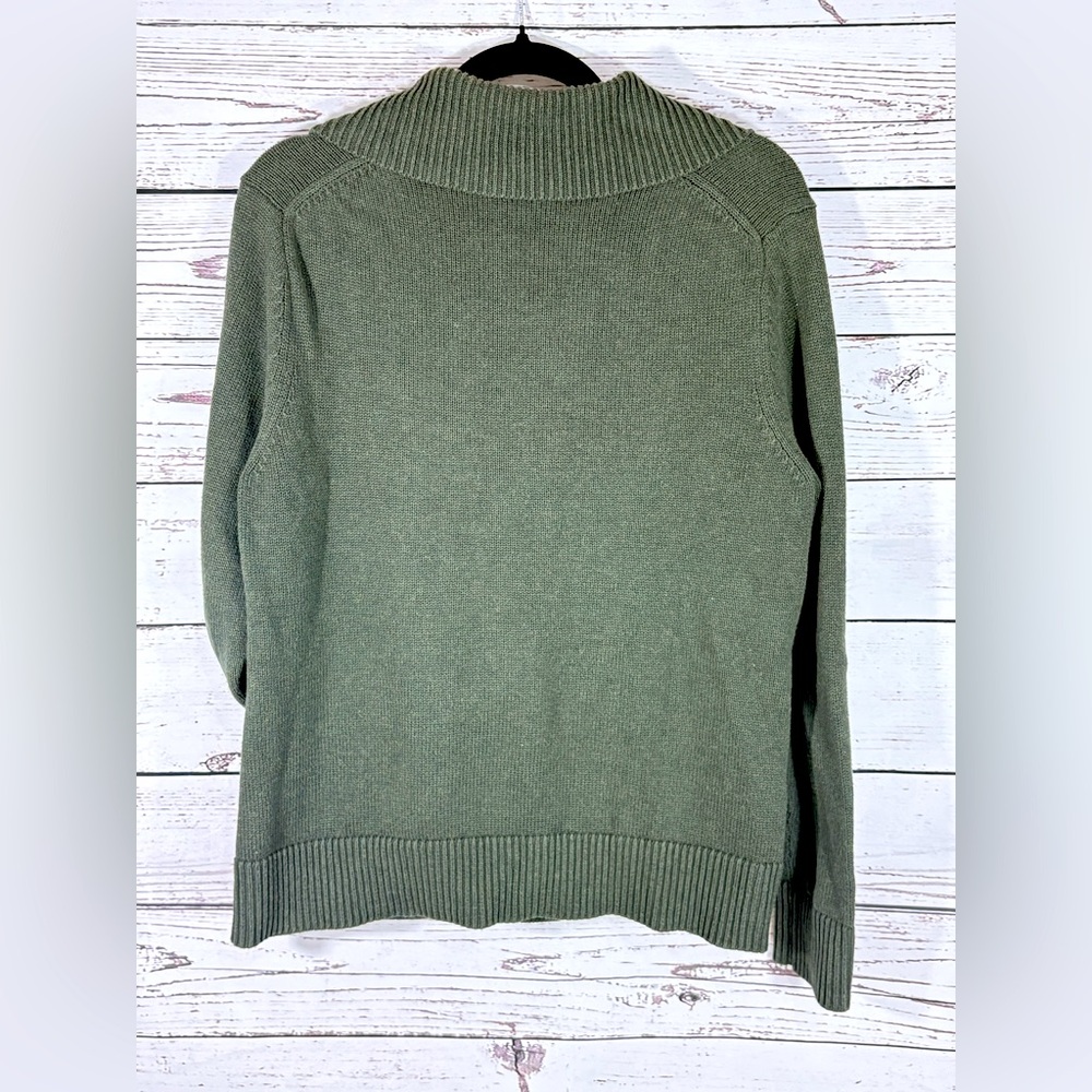 Pendleton Olive Shawl-Collar Ribbed Vintage Granny Cardigan in Size Large Petite - Picture 6 of 6